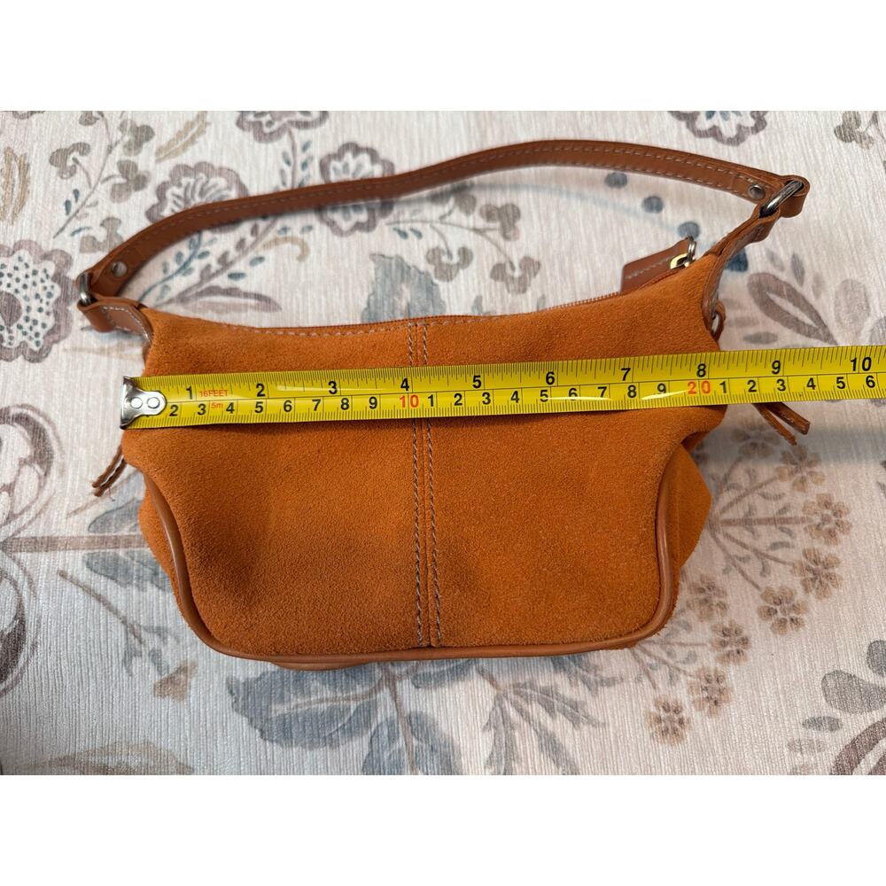 Fossil Small Orange Suede Leather Shoulder Bag Hobo Vintage Y2K Boho Minimalist - Picture 7 of 8
